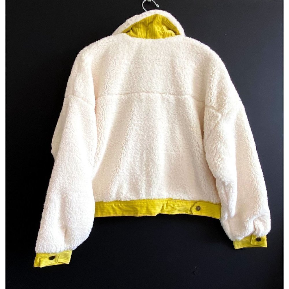 Anthropologie Leslie Sherpa Jacket Size M, Ecru, Yellow NWT - Picture 5 of 16